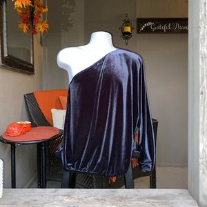 World Market Off the Shoulder Lavender Velvet Sweater Top Size S/M